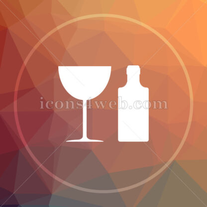 Bottle and glass low poly icon. Website low poly icon - Website icons