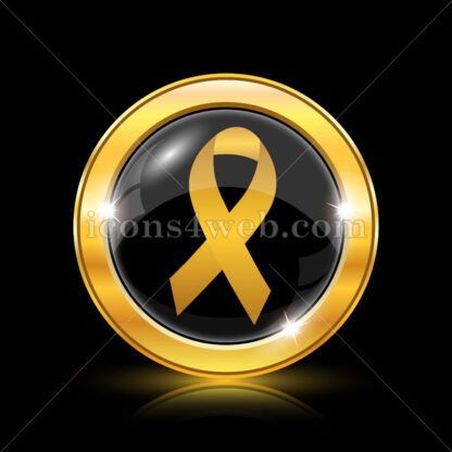 Breast cancer ribbon golden icon. - Website icons