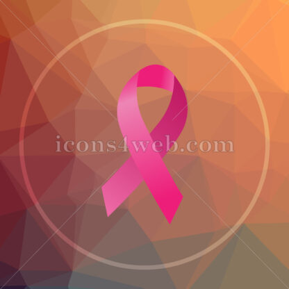 Breast cancer ribbon low poly icon. Website low poly icon - Website icons