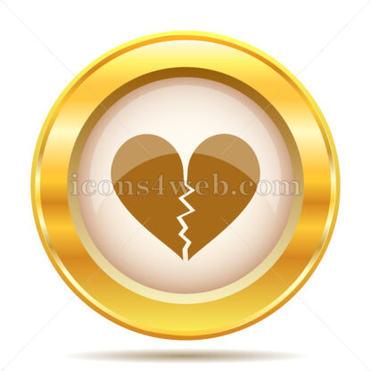 Broken heart golden button - Website icons