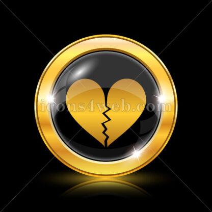 Broken heart golden icon. - Website icons