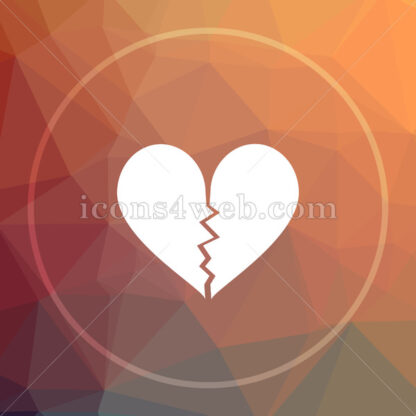 Broken heart low poly icon. Website low poly icon - Website icons