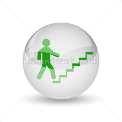 Businessman on stairs – success glossy icon. Businessman on stairs – success glossy button - Website icons