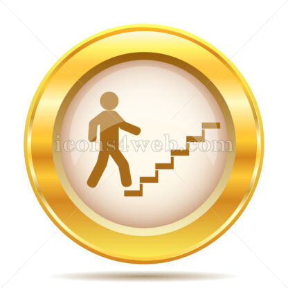 Businessman on stairs – success golden button - Website icons