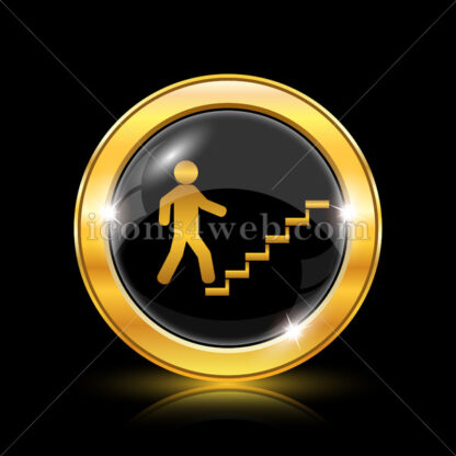 Businessman on stairs – success golden icon. - Website icons