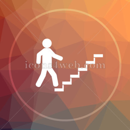 Businessman on stairs – success low poly icon. Website low poly icon - Website icons