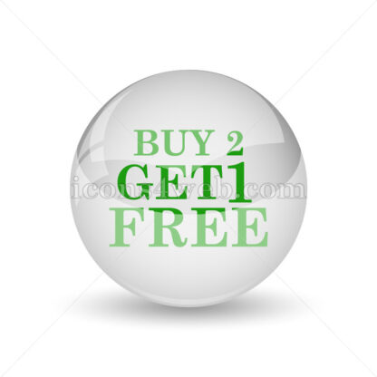 Buy 2 get 1 free offer glossy icon. Buy 2 get 1 free offer glossy button - Website icons