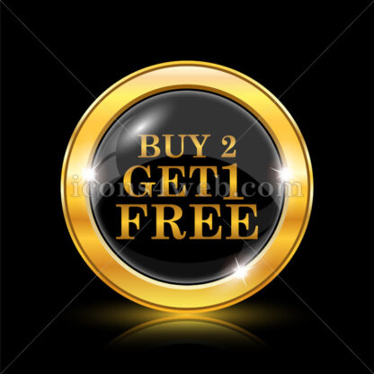 Buy 2 get 1 free offer golden icon. - Website icons
