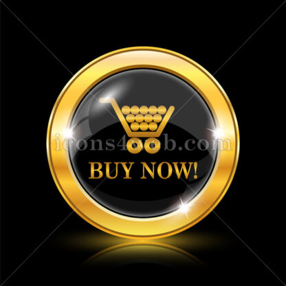 Buy now shopping cart golden icon. - Website icons