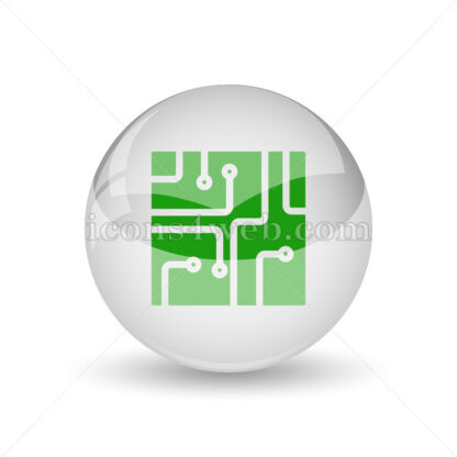 Circuit board glossy icon. Circuit board glossy button - Website icons
