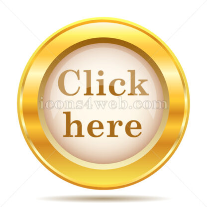 Click here text golden button - Website icons