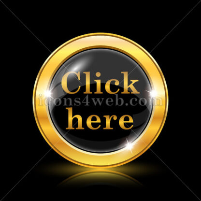 Click here text golden icon. - Website icons