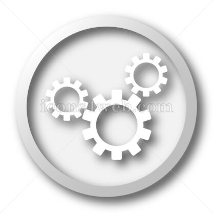 Cogs white icon. Cogs white button - Website icons