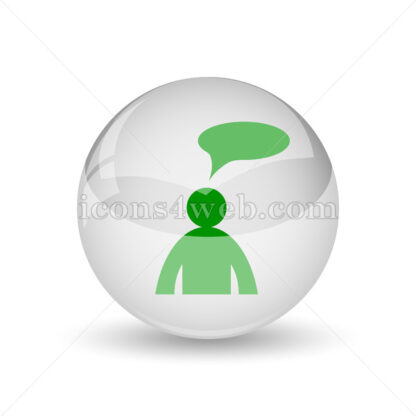 Comments – man with bubble glossy icon. Comments – man with bubble glossy button - Website icons