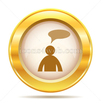 Comments – man with bubble golden button - Website icons