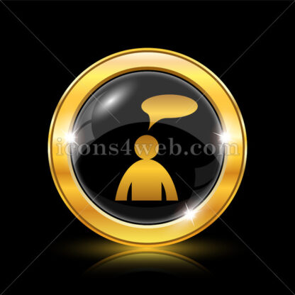 Comments – man with bubble golden icon. - Website icons