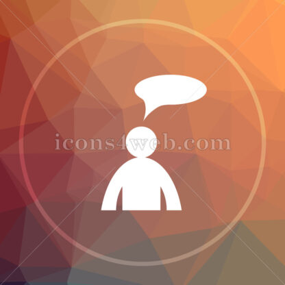 Comments – man with bubble low poly icon. Website low poly icon - Website icons