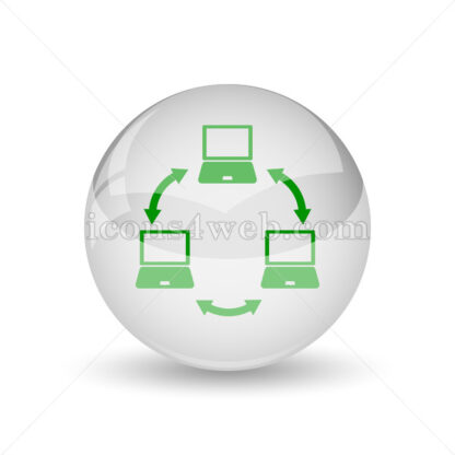Computer network glossy icon. Computer network glossy button - Website icons