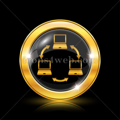 Computer network golden icon. - Website icons