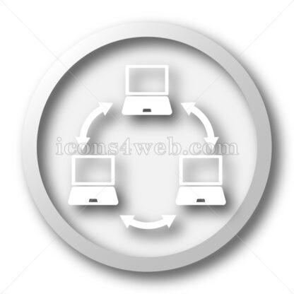 Computer network white icon. Computer network white button - Website icons
