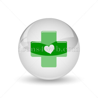 Cross with heart glossy icon. Cross with heart glossy button - Website icons