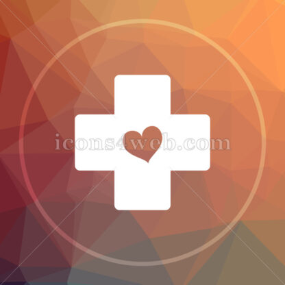 Cross with heart low poly icon. Website low poly icon - Website icons