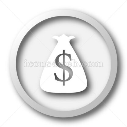 Dollar sack white icon. Dollar sack white button - Website icons