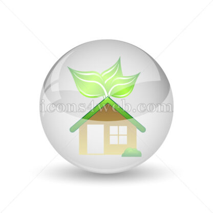 Eco house glossy icon. Eco house glossy button - Website icons