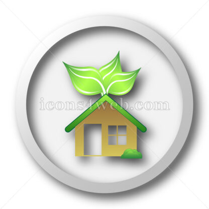 Eco house white icon. Eco house white button - Website icons