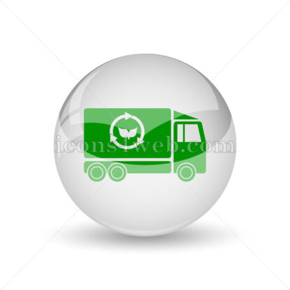 Eco truck glossy icon. Eco truck glossy button - Website icons