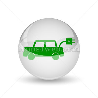 Electric car glossy icon. Electric car glossy button - Website icons