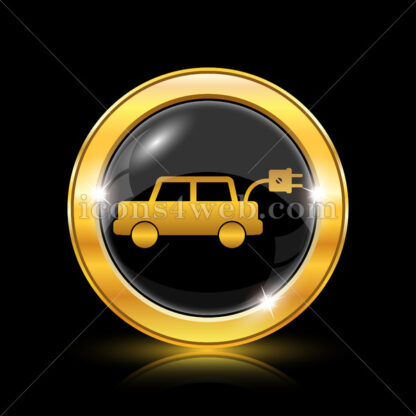 Electric car golden icon. - Website icons
