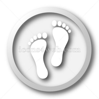 Feet print white icon. Feet print white button - Website icons