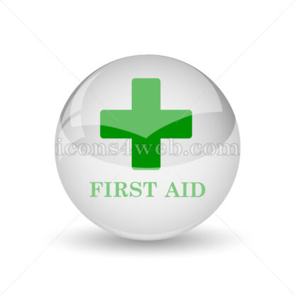 First aid glossy icon. First aid glossy button - Website icons