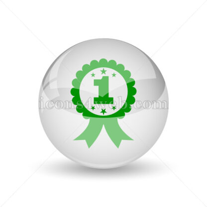 First prize ribbon glossy icon. First prize ribbon glossy button - Website icons
