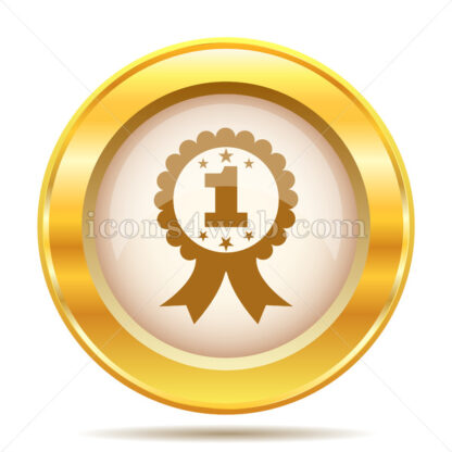First prize ribbon golden button - Website icons