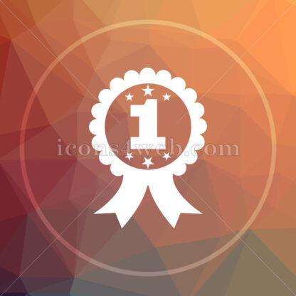 First prize ribbon low poly icon. Website low poly icon - Website icons