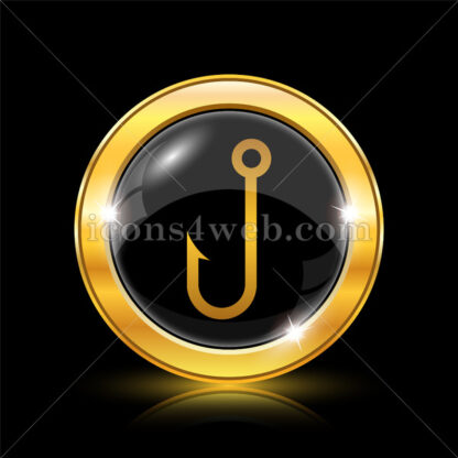 Fish hook golden icon. - Website icons