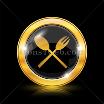 Fork and spoon golden icon. - Website icons