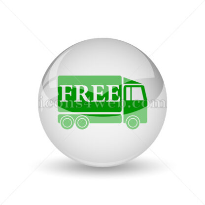 Free delivery truck glossy icon. Free delivery truck glossy button - Website icons