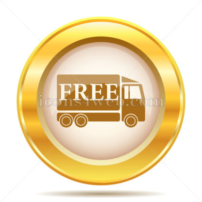 Free delivery truck golden button - Website icons