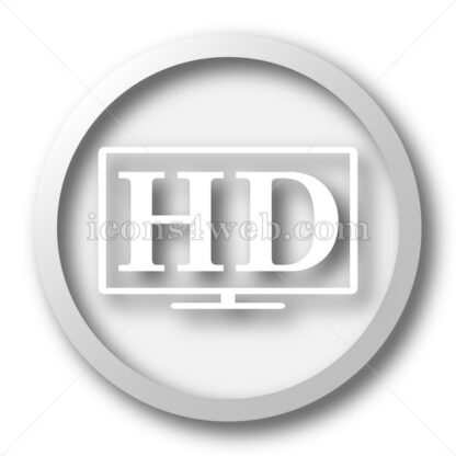 HD TV white icon. HD TV white button - Website icons