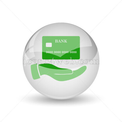 Hand holding credit card glossy icon. Hand holding credit card glossy button - Website icons