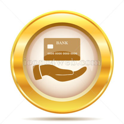 Hand holding credit card golden button - Website icons