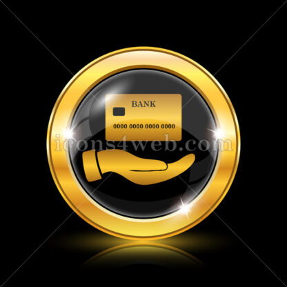 Hand holding credit card golden icon. - Website icons