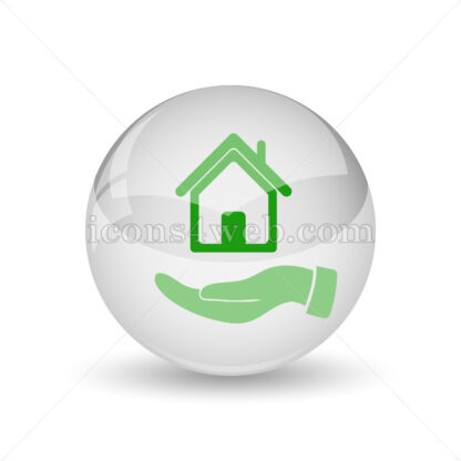 Hand holding house glossy icon. Hand holding house glossy button - Website icons