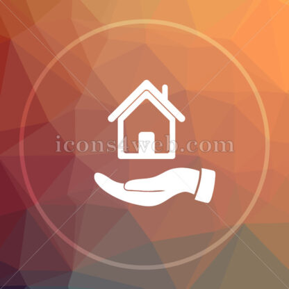 Hand holding house low poly icon. Website low poly icon - Website icons
