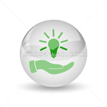 Hand holding lightbulb.Idea glossy icon. Hand holding lightbulb.Idea glossy button - Website icons
