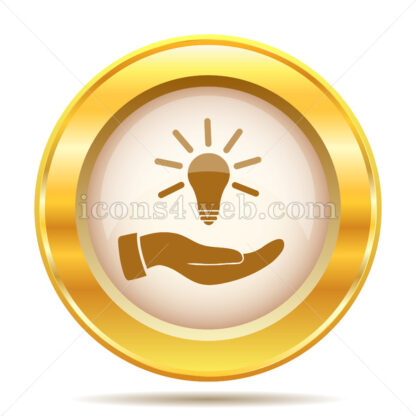 Hand holding lightbulb.Idea golden button - Website icons