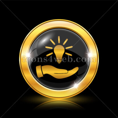 Hand holding lightbulb.Idea golden icon. - Website icons